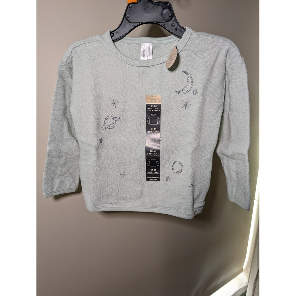 Modern Moments by Gerber Organic Cotton Long Sleeve Celestial Top Mint Green 18M